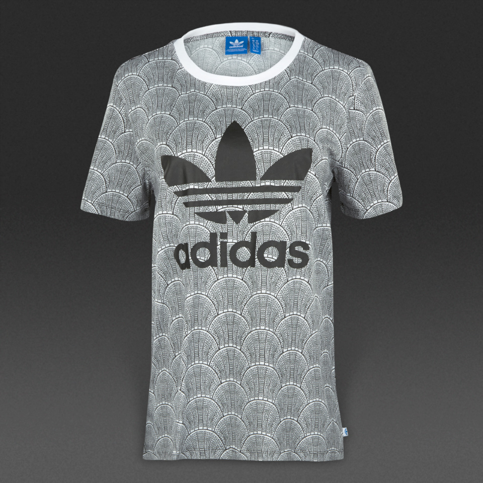 Adidas Originals Shell Tile AOP Boyfriend Tee White for Women